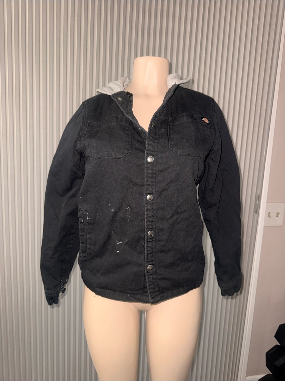 Dickies Black Work Jacket with Gray Hood Lining